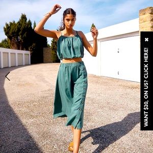 NWT Linen Blend Meriden Bubble Top and Skirt Set